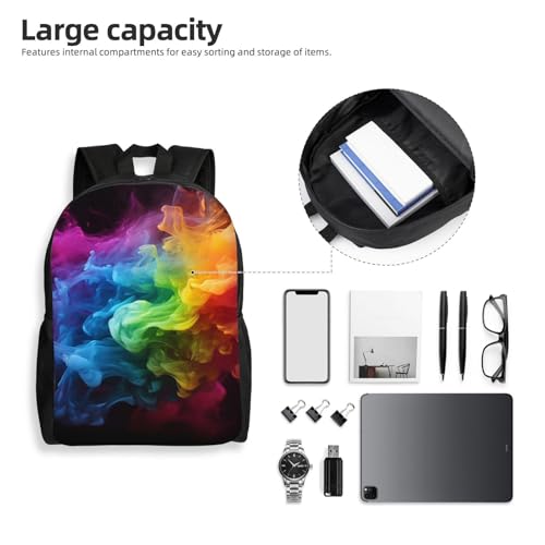 Rainbow smoke Travel Backpack for Women Men 15.6 inch Laptop Backpack Waterproof Work Business Daypack4