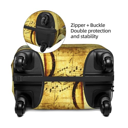 Beige Music Musical Note Luggage Cover for Suitcase, Suitcase Cover Protector Fit 25-28 Inch Luggage Travel Accessories, L4