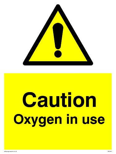 Pack of five - Caution Oxygen In Use Sign - 150x200mm - A5P, Yellow, 150 x 200 mm