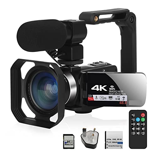 Caméscope Fill Light vlogging 4K avec carte mémoire de 64G
