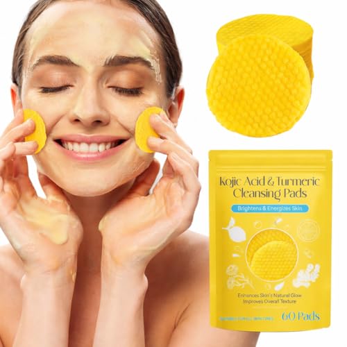 Image of Kojic Acid & Turmeric Cleansing Pads for Face - Brightening & Exfoliating Facial for Glowing Skin, Helps Improve Texture, Remove Dullness & Refresh Skin - Suitable for All Skin Types - 60 Pads