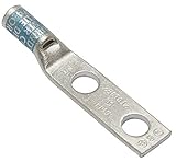 Burndy YA6CL-2TC14E2 Two Hole Hylug Code Conductor Standard Barrel Copper Compression Terminal, 6 AWG Conductor, 1/4