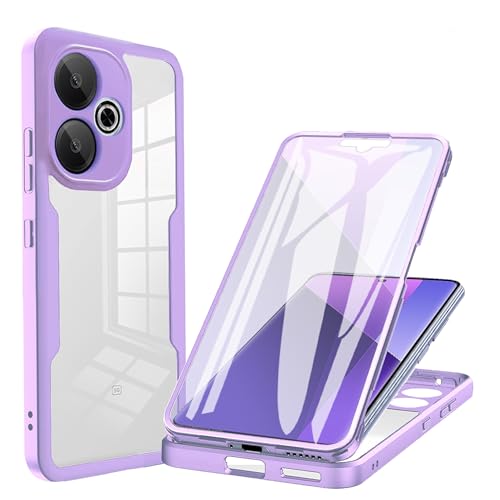 Cover per Xiaomi Redmi 13 4G Poco M6 4G Custodia Anti-graffio con dell Schermo Integrata Protezione 2in1 Dual Layer Ibrida 360° Full Body Antiurto Protettiva Case Transparente+Viola