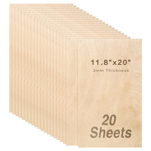 Baltic Birch Plywood 1/8 12 x 20 x 3mm Wood for Laser Cutting and Engraving Birch Wood Sheets for Art and Crafts - Pack of 20