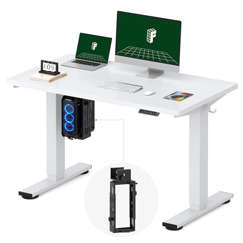 Image of FLEXISPOT EN2 48''x24'' Electric Standing Desk with PC Stand Bundle, One-Piece Desktop, Easy-to-Install Hanging Design PC Mount, Bundle for Home Office, Game & Small Spaces, White