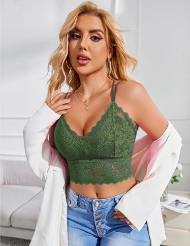 Image of Avidlove Lace Bralette for Women V Neck Camisoles Racerback Adjustable Strap Sexy Crop Tops