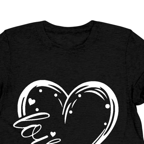 Image of Valentines Shirts for Women Valentine Love Heart Printed Graphic Tshirt Cute Girls Casual Top