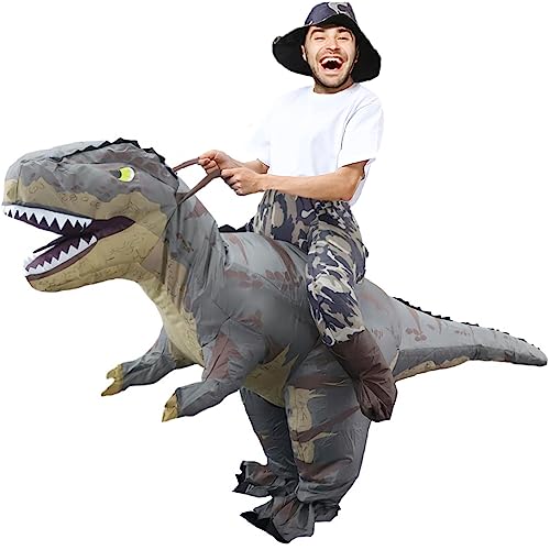 Mxosum Inflatable Dinosaur Costumes For Adult T-Rex Ride On Halloween Costume Funny Dino Blow Up Costume (Grey) #TOP2