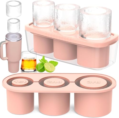 ROMANVIC Stanley Cup Eiswürfelform Zubehör Eiswürfelbehälter Silikon mit Deckel und Behälter 3 Fach Eiswürfelschale Eiswürfel für 42 Oz Tumbler Becher Cocktails Whisky Obst Fruchtpürees