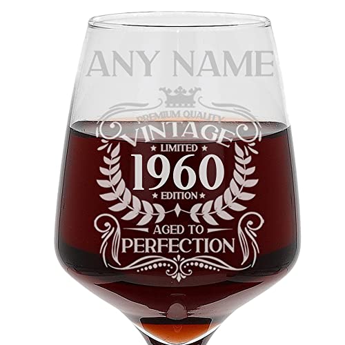 Always Looking Good Personalised Birthday Gift with Name Vintage Any Year Aged to Perfection Engraved Large Wine Glass Present for Birthday with Name Year Old Etched 400ml Wine Glass