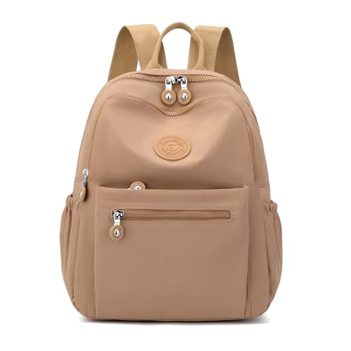 Image of Tanweibago Mini Nylon Women Backpacks,11L Small Ladies backpacks Casual Lightweight Women Shopping Travel Daypack (Khaki)
