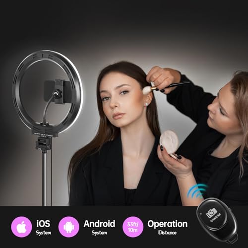 MICCYE Ringlicht mit Stativ 10 Zoll RGB Ring Light Gesamthöhe 180cm Ringleuchte Selfie Ringlicht Handy für Video Makeup Fotografie 6