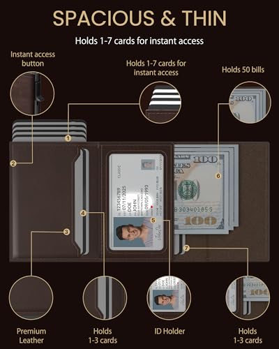 Image of typecase AirTag Wallet for Men: Compatible with Apple AirTag (1st & 2nd Generation), RFID Blocking, Genuine Leather, Slim & Minimalist Design - 14 Card Capacity | ID Window | Cash Slot (Dark Brown)