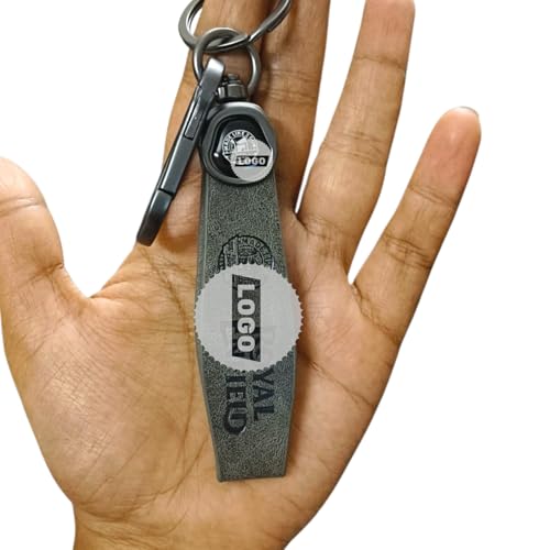 Image of Compatible with Royal Enfield KeyRing, Premium Leather & Metal, Scratch-Resistant Lightweight Bike Keyring for Men