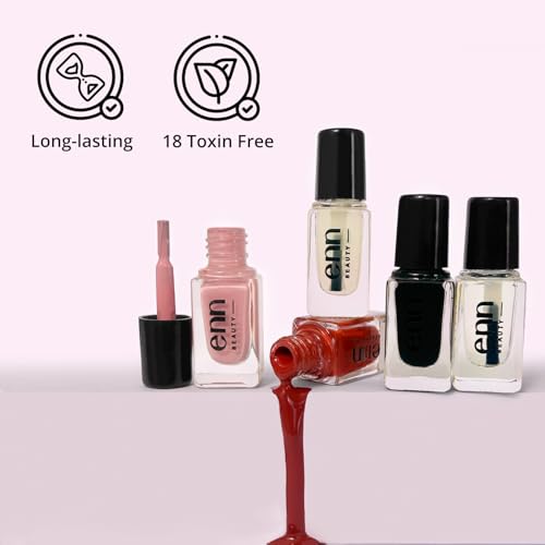 Image of Enn Beauty Nail Paint Kit, Quick drying & Long Lasting Formula With Glossy finish,Paraben Free Nail Polish Set of 5,