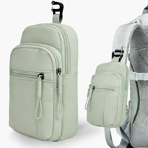 Geelraqaly Backpack Strap Pouch PackWaterproof Backpack Strap Pocket Attachment Bag for Hikers accessoriesCell Phone Pouch phone Holster Holder for women Belt cell phone baggreen