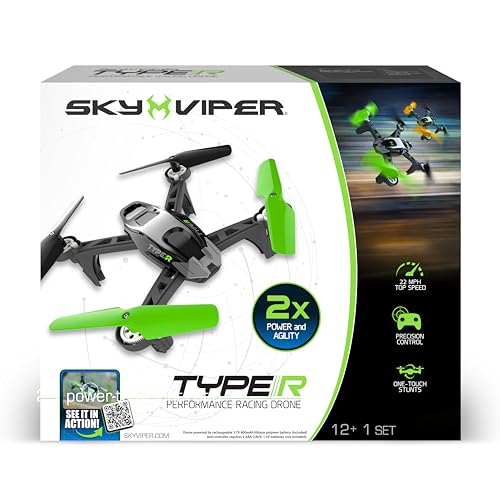 Sky Viper Type-R Racing RC Drone, Speeds Over 30 MPH, 1-Touch Stunts, Rechargeable Battery - Image 3