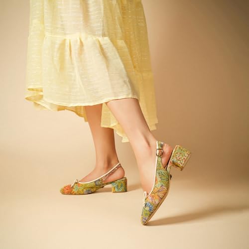 Image of Theater Women Doris Slingback Block Heels | Bow Detail Round Toe Sandals | Stylish & Comfortable for Casual, Office & Semi-Formal Wear