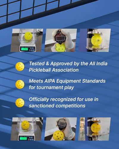 Image of Gee-Max Pickleball Ball (Pack of 6) | 40 Hole Outdoor Ball for Tournament Play | Perfectly Balanced, Durable PP Material, True Flight | AIPA Approved Pickleball (Yellow)