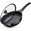 INTIGNIS® Premium 28 cm Deep Frying Pan with Lid | Anti-Scratch | Induction Compatible | Non-Stick Interior | Heat Resistant Handle | Perfect for Everyday Cooking (Black)