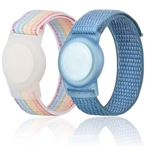 2 Pack Kids Wristband Compatible with Apple AirTag, Protective Case for Air Tag GPS Tracker Holder with Nylon Bracelet…