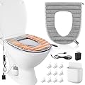 Enhon Heated Toilet Seat Cover, USB Powered Toilet Seat Warmer with Charger, 5 Speed Adjustable Temperature and Timing Function, Comes with Adhesive Shelf & Cable Clips (1 Pack,Gray)