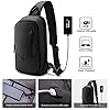 Mens Sling Bag, Unisex Chest Bag Crossbody Casual Shoulder Bag Diagonal bag Handbag Gym Daypack Water-Resistant with USB Charging Port Messenger Bag for Outdoor Sport Travel Casual Office-Black #4