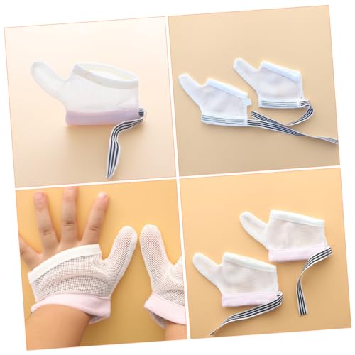 2 Pairs of Breathable Finger Protective Gloves for Infants Thumb Sucking Correction Tool Baby Protective Mittens for Sucking Treatment for Toddlers4