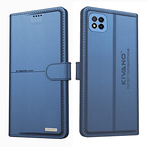 Image of KIVANO Xiaomi Poco C3 Professional Series Wallet Case | Luxurious Design | Premium | PU Leather Flip Case Back Cover | Magnetic Closure - Dark Blue