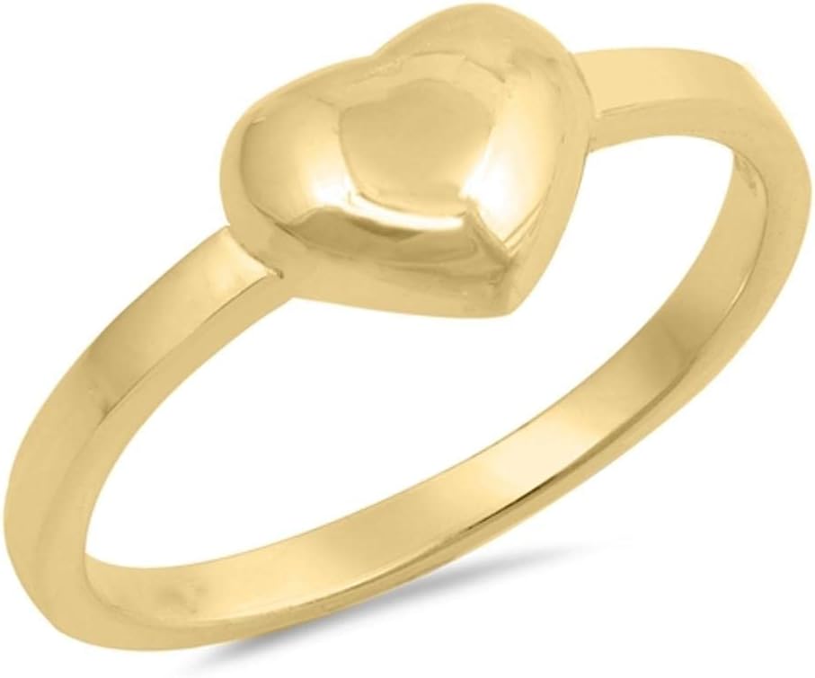 CHOOSE YOUR COLOR Sterling Silver Puffed Heart Promise Ring