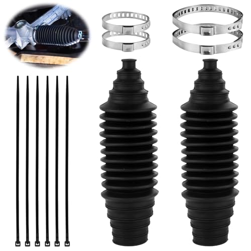2uds Fuelle de Cremallera de Dirección para Coche, Juego Fuelle de Cremallera y Piñón Kit Fuelle de Barra de Acoplamiento Interior de Silicona con 4 Abrazaderas de Bloqueo y 6 Bridas Cables