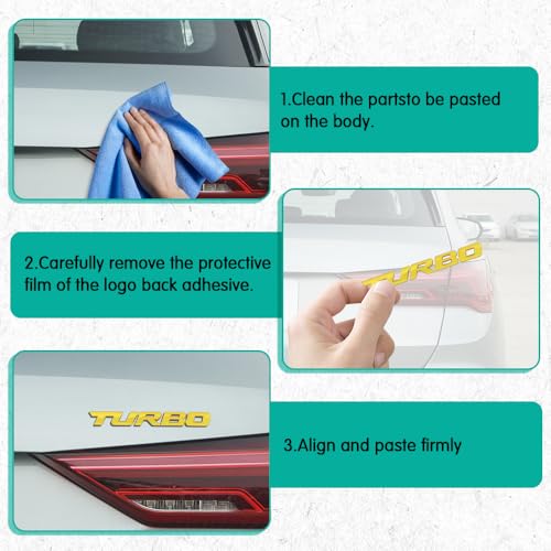 Image of ASUBHA Turbo Car Emblem Decal, Emblems and Badges, 3D Metal Emblem Badge Sticker with Turbo Letters, Universal Car Accessories Zinc Alloy Badge Decals Sticker Fit for Most Vehicles Trucks SUVs