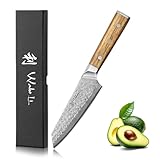Wakoli Oribu Kiritsuke Messer aus echtem Damaststahl (VG10 Kern) mit 15 cm...