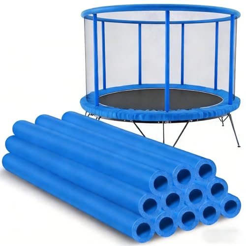 12Pcs Trampoline Pole Covers 1.2inch Diameter Rubber Trampoline Pole Sleeves Replacement 35.4 Length Blue Waterproof Materials Protective Tube for Outdoor Accessories Safety Protection