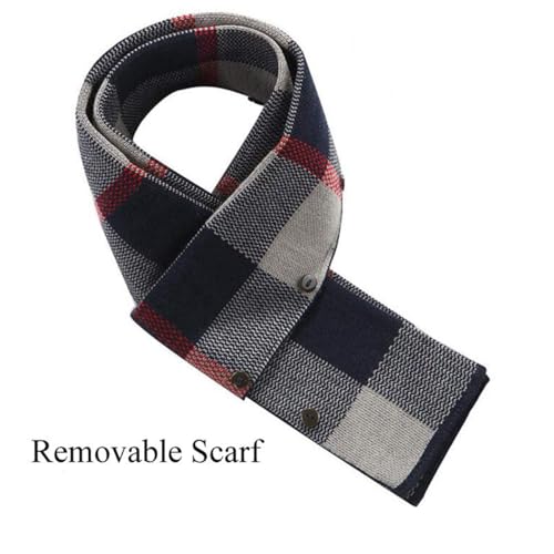 FTIMILD Men's Wool Blend Coat With Removable Scarf Warm Winter Trench Coat Pea Coats4