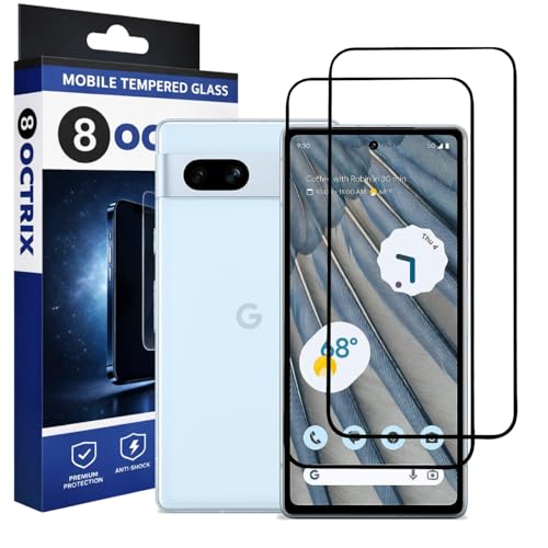 Image of Military-Grade Gorilla Tempered Glass Screen Protector for Google Pixel 7A (Black) Pack of 2 | 9H Hardness | Edge-to-Edge Full Coverage | HD Clarity | Scratch & Drop Protection