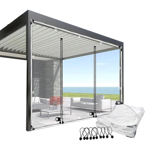 Wasserdichter robuster Baldachin-Vorhang für Pergola, Veranda, Pavillon, Terrasse - Seitenteile mit Reißverschluss-Türverschluss für Regenschutz und Privatsphäre