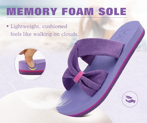 Image of KuaiLu Womens Dressy Bow Sandals Arch Support Yoga Foam Cushion Comfortable Walking Slides Open Toe Summer Beach Indoor Outdoor Slippers