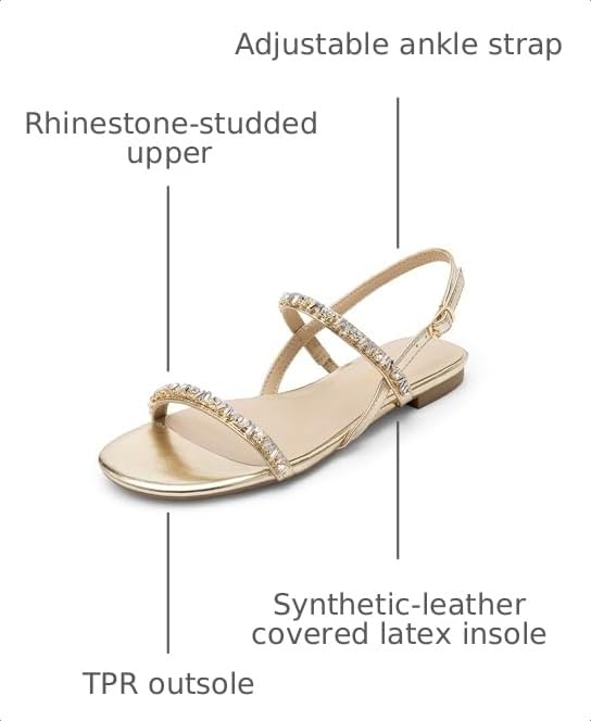 Image of DREAM PAIRS Women's Rhinestone Sandals Open Toe Casual Dressy Sparkly Comfortable Flat Summer Shoes