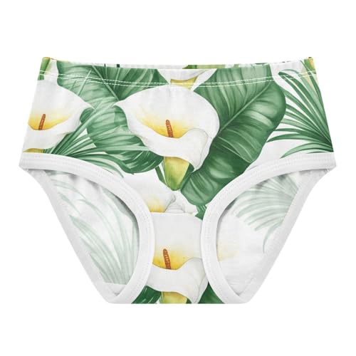 Botanical White Calla Lilies Green Leaves Girls Underwear Toddler 2t Cotton Little Girl Panties Fun Kids Undies Briefs