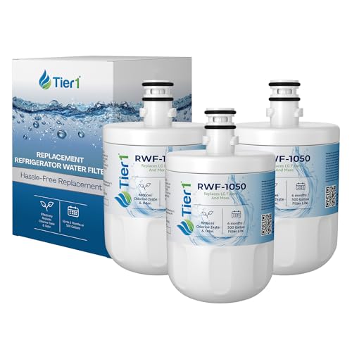 Tier1 RWF1050 5231JA2002A Refrigerator Water Filter | Replacement for LG LT500P & Kenmore 9890 Fridge Filter - Up to 18 Months Supply | Easy Install | Odor Control | Enjoy Great Tasting Water (3-pk)