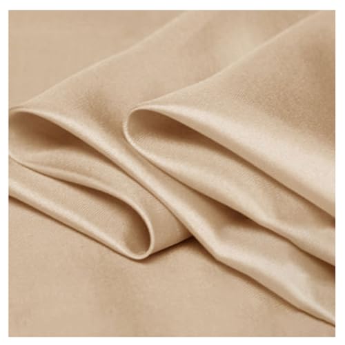 NIANTONG 100% Tessuto in Seta Pura al Metro, Tessuto Raso Stoffa Seta 114x100cm per Abiti Pigiama, Fodera del Vestito, Artigianato, Cucito, Gonne, Decorazione(Color:Champagne)
