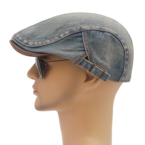 Image of ZLYC Men Cotton Flat Cap Summer Scally Ivy Gatsby Newsboy Beret Driver Cabbie Hunting Hat
