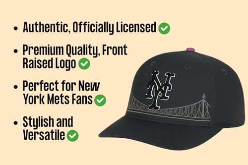 Gorra deportiva juvenil oficial NY Mets con logo ajustable miniatura 6