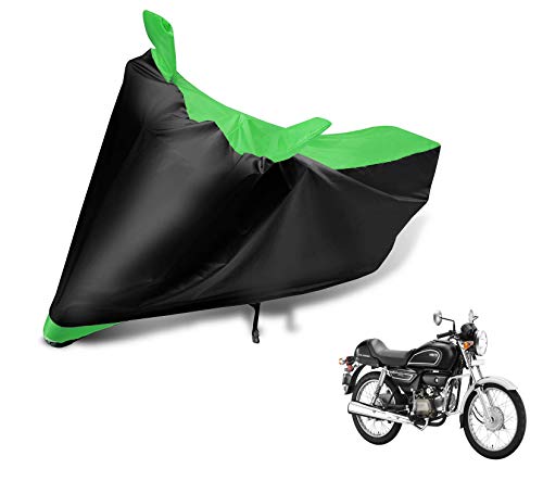 Image of Auto Hub Bike Cover Compatible with Hero Splendor Plus with Mirror Pocket, Dustproof, Heat Resistant, Triple Stitched, Splendor Plus Bike Cover- Black, Green