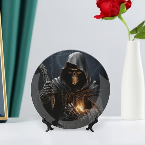 Plato decorativo de cerámica Bone China con soporte, 7 pulgadas miniatura 6