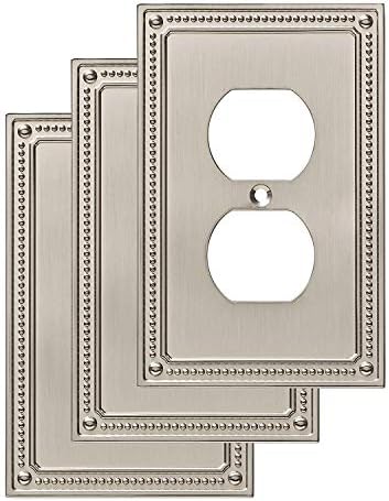Franklin Brass W35059V-SN-C Classic Beaded Single Duplex Wall Plate/Switch Plate/Cover (3 Pack), Satin Nickel
