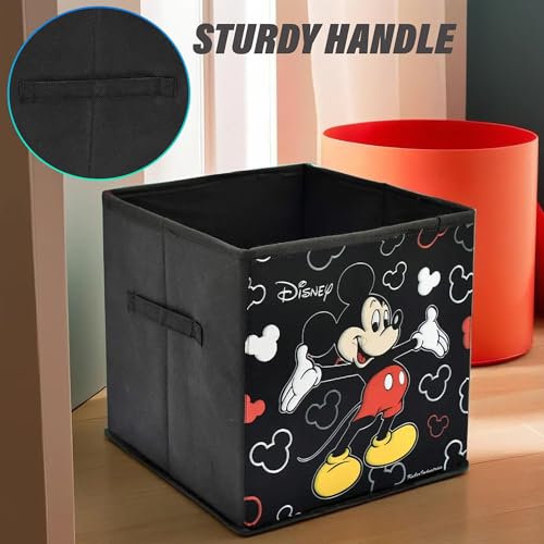 Image of Kuber Industries Collapsible Storage Box | Kids Toys Storage Organizer | Wardrobe Baskets for Clothes | Disney Mickey Mouse Print Foldable Box | Black