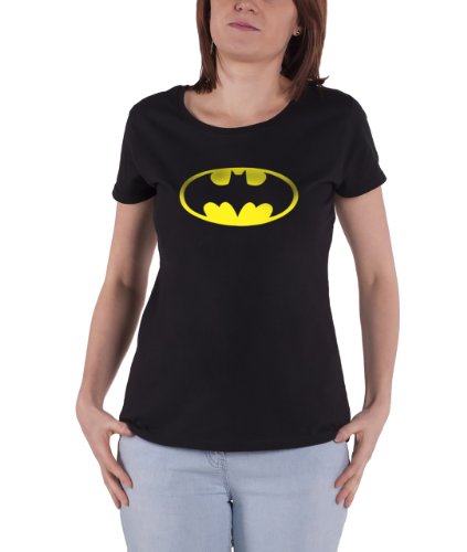 Collectors Mine Women Batman Logo Crew Neck Short Sleeve T-Shirt, Black, Size 8