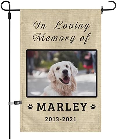 Pet Dog Memorial Garden Flag Personalized – in Loving Memory of Loss Dog Banner, Custom Flags with Dog Photo and Name – Dog Sympathy Remembrance Gift for Pet Owner/Dog Mom Dad – Indoor Outdoor Decor